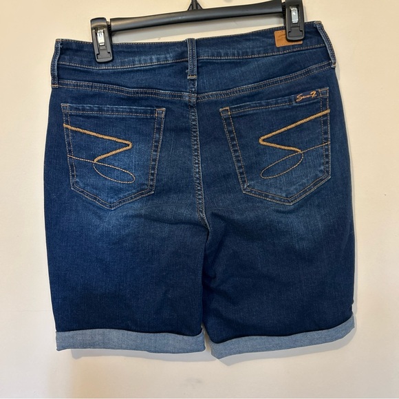 Seven7 Jeans Shorts Women’s 8 Blue Denim Cotton Outdoor Stretch Bermuda Roll Up - Picture 2 of 12